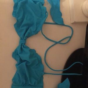 Blue jcrew bandeau swim bikini top